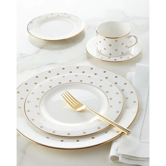 Kate Spade Larabee Road Gold 5 Piece Dinnerware Set Women's Valentine's Day Gift - Picture 15 of 16